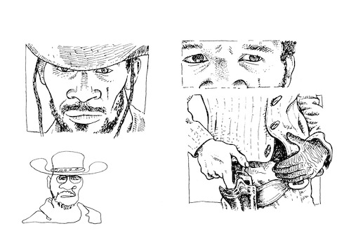 Cartoon: Django (medium) by JP tagged jamie,foxx,django,unchained,western,slave,cowboy,slavery,bounty,jamie,foxx,django,unchained,western,slave,cowboy,slavery,bounty