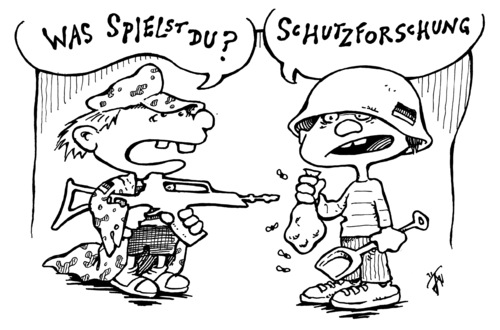 Cartoon: jugend forscht (medium) by JP tagged biowaffen,schutzforschung,ehec,gebirgsjäger,gewehr,kinder,bundeswehr,bundeswehr,kinder,gewehr,gebirgsjäger,ehec,schutzforschung