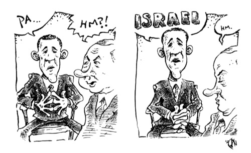 Cartoon: versteinerte Beziehung (medium) by JP tagged obama,netanjahu,usa,israel,palestina