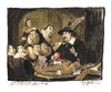 Cartoon: Die Anatomie des Jägers Tulp (small) by Peter Bauer tagged rembrandt,rotkäppchen,gebrüder,grimm,peter,bauer