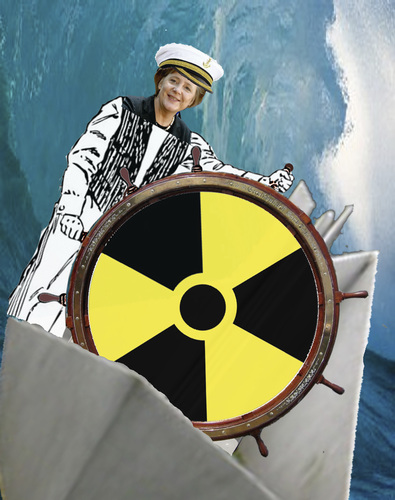 Cartoon: Moratorium Ahoi (medium) by Summa summa tagged tsunami,ship,paper,merkel,steuermann