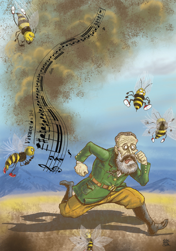 Cartoon: Flight Of The Bumble Bee (medium) by gereksiztarama tagged nikolai,rimsky,korsakov
