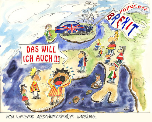 Cartoon: katalanien (medium) by Lupe tagged brexit,katalanien,populismus,spanien,eu,unabhängigkeit