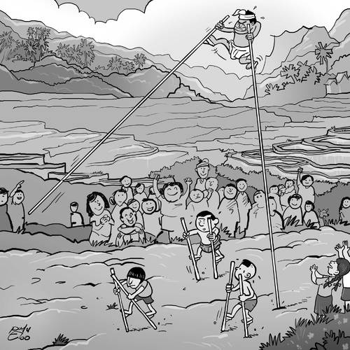 Cartoon: Bali Traditional Game (medium) by putuebo tagged bali,game,harvest