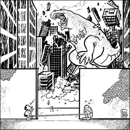 Cartoon: Booby Trap (medium) by putuebo tagged godzilla
