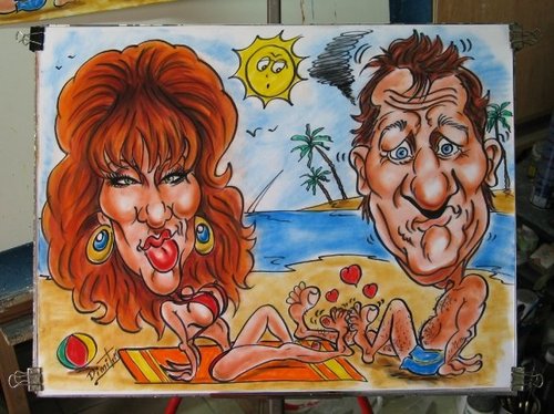 Cartoon: AL BANDY caricature (medium) by DEMMAN tagged pastel,emm,dimitris,comics,caricature,children,with,married,bandy,al,kos