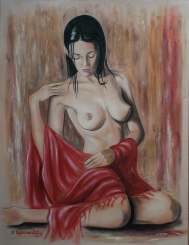 Cartoon: Naked pastel acrylic (medium) by DEMMAN tagged emm,dimitris,acrylic,pastel,naked