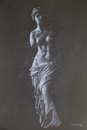 Cartoon: APHRODITE OF MILOS (small) by DEMMAN tagged aphrodite of milos black white pastel acrylic dimitris emm kos