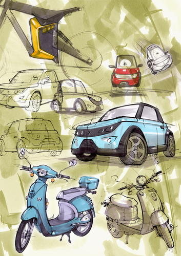 Cartoon: Elektische Fahrzeuge (medium) by Zoltan tagged zoltan,klimawandel,co2,umwelt,deutschland,durch,lautlos,fahrzeuge,strom,elektrisch,mobility,elektromobilität,dovath