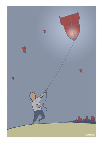 Cartoon: Children in War (medium) by pv64 tagged war,children,cartoon,bomb,unhappy