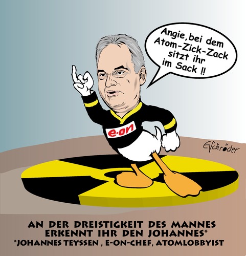 Cartoon: Atomzick-zack (medium) by ESchröder tagged atom,energiewende,stromkonzern,eon,laufzeitverlängerung