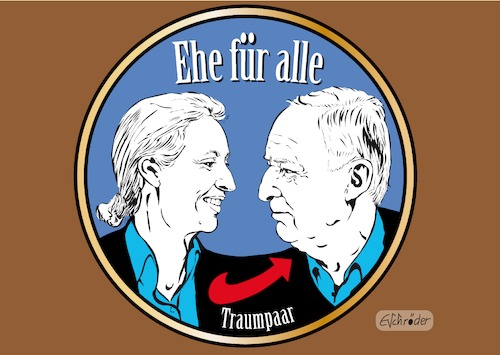 Cartoon: Ehe fuer alle (medium) by ESchröder tagged alice,weidel,alexander,gauland,familie,ehe,für,alle,homophob,homosexuell,lesbisch,schwul,heterosexuell,deutsches,volk,fortbestand,verpaarung,gleichstellung,bundesverfassungsgericht,klage