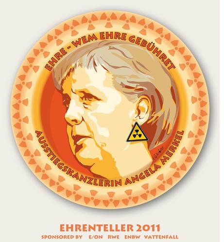 Cartoon: Ehrenteller (medium) by ESchröder tagged deutsche,atompolitik