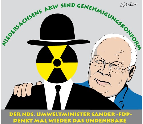 Cartoon: Ein Umweltminister denkt (medium) by ESchröder tagged akw,umwelt,niedersachsen,fdp,energiewende