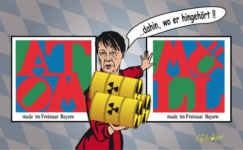 Cartoon: Freistaatseigentum (medium) by ESchröder tagged atommüll,castorbehälter,bayern,energiewende,seehofer,nein,atomgesetz,akw,isar,zwischenlager,hendricks