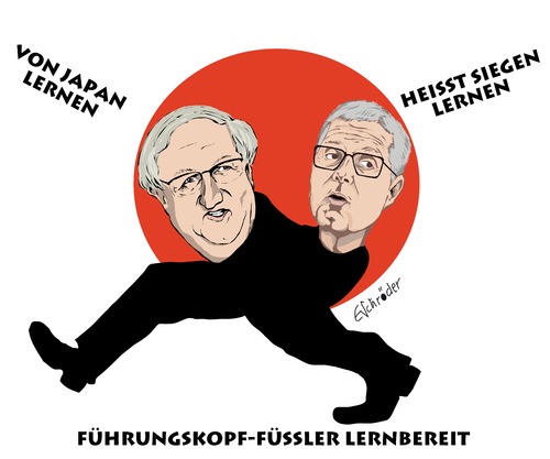 Cartoon: Führungskopf-füßler lernberei (medium) by ESchröder tagged japan,atom,energie,energiewende