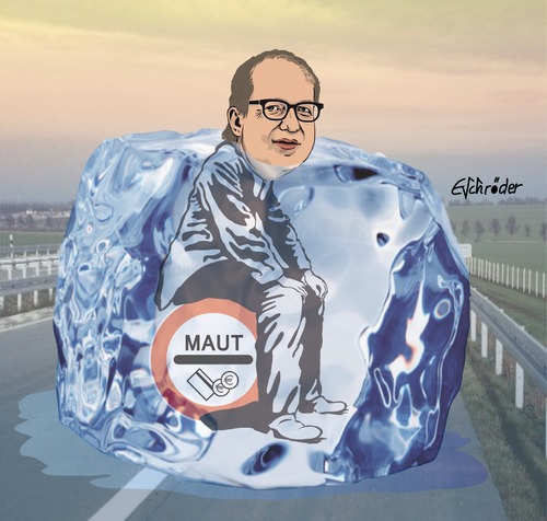 Cartoon: Maut auf Eis (medium) by ESchröder tagged pkw,maut,ausländer,csu,wahlkampf,infrastrukturabgabe,eu,diskriminierung,verkehrsminister,dobrindt,eis,eiswürfel,rechtsprechung