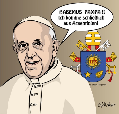 Cartoon: Papst Franziskus (medium) by ESchröder tagged papst,franziskus,rücktritt,möglich,altersgrenze,kurzes,pontifikat,kurie,prunksucht,klerikalismus,veraltete,tradition,reformwerk,öffnung,der,kirche