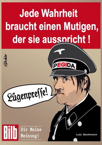 Cartoon: Pegida (medium) by ESchröder tagged pegida,bachmann,nationalistisch,ausländerfeindlich,homophob,afd,lüge,lügenpresse,bildzeitung,springerverlag,montagsdemo,hitler,nazi,meinungsbildung