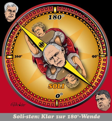 Cartoon: Soli-Abbau (medium) by ESchröder tagged bund,cdu,seehofer,csu,gabriel,chef,spd,schäuble,finanzminister,2030,bis,2020,ab,solidarpakt,soliabbau,solidaritätszuschlag,eschröder,karikatur,steuererhöhung,länderfinanzbeziehung