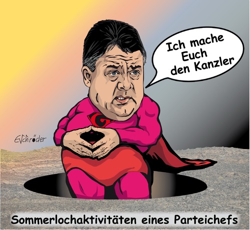 Cartoon: Sommerlochaktivitäten (medium) by ESchröder tagged spd,sommerloch,sigmar,gabriel,kanzlerkandidatur,wahlkampfdebatte,kanzlerschaft,mitgliederentscheid