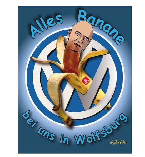 Cartoon: VW  Alles Banane (medium) by ESchröder tagged vw,konzern,volkswagen,magment,piech,rücktritt,machtkampf,igm,igmetall,gewerkschft,mit,sonderbedingungen,speckgürtel,wolfsburg,bananengwerkschaft,osterlohh,sonderkonditionen,aufsichtsrat