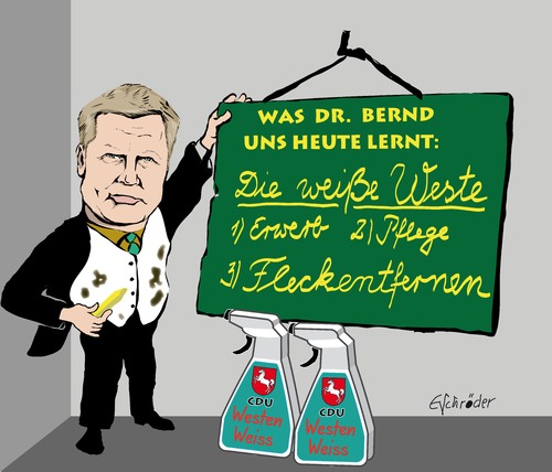 Cartoon: Weiße Weste (medium) by ESchröder tagged niedersachsen,kultusminister,althusmann,kultusministerkonferenz,kmk,plagiat,doktorarbeit,doktortitel,plagiatsjäger,cdu,weiße,weste,bildungpolitik,rücktritt,guttenberg,oberschule,die,zeit