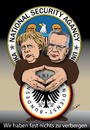 Cartoon: BND NSA 3 (small) by ESchröder tagged de,maiziere,bnd,angela,merkel,cdu,csu,bundesnachrichtendienst,bundeskanzleramt,kanzleramtsminister,usa,deutschland,kontrolle,wissen,unwissen,geheimdienste,spionage,wirtschaftspionage,erkenntnisse