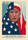 Cartoon: Trump dealer (small) by ESchröder tagged trump donald usa republikaner präsident politik dealer dollar amtseinführung 45päsident der shepard fairey poster stars and stripes make great again muslima