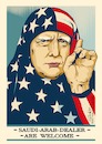 Cartoon: trump dealer 2 (small) by ESchröder tagged trump donald usa republikaner präsident politik dealer dollar amtseinführung 45päsident der shepard fairey poster we the people make amerika great again einreiseverbote für muslime rassismus saudi arabien