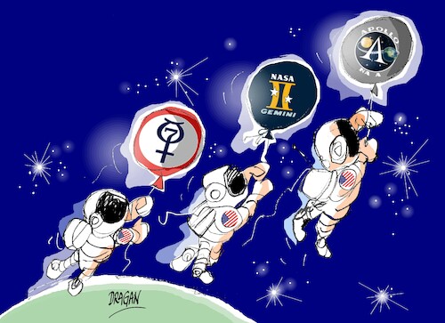 Cartoon: 19 de Enero de 1965-Gemini 2 (medium) by Dragan tagged gemini,apolo,mercury,de