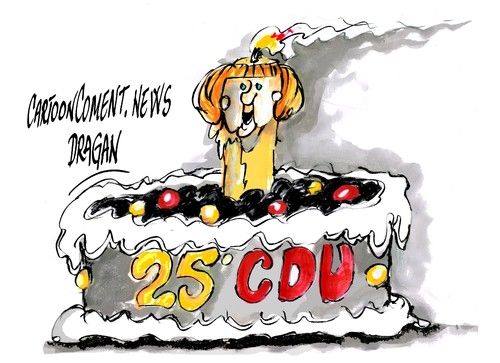Cartoon: Angela Merkel-25 Congreso (medium) by Dragan tagged hanover,cdu,alemania,democristiano,federal,congreso,cartoon,politics,25,merkel,angela