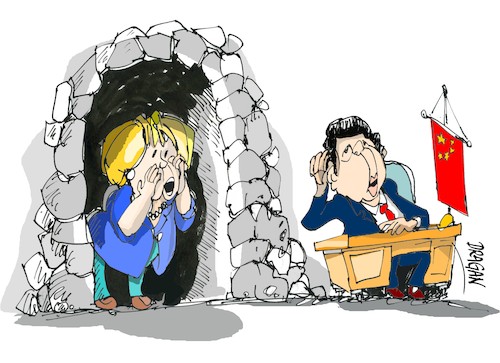 Cartoon: Angela Merkel-china (medium) by Dragan tagged angela,merkel,transparencia,china