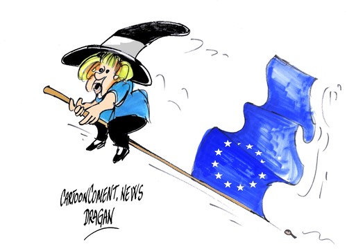 Cartoon: Angela Merkel-llegada (medium) by Dragan tagged union,europea,bruselas,angela,merkel,politics,cartoon