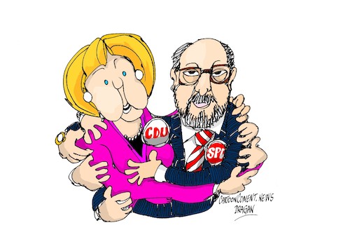 Cartoon: Angela Merkel-Martin Schulz (medium) by Dragan tagged angela,merkel,cdu,martin,schulz,spd,alemania