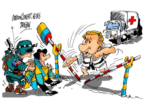 Cartoon: ayuda humanitaria -Putin (medium) by Dragan tagged cruz,ukraina,rusia,humanitaria,ayuda,cartoon,politics,putin,vladimir,roya