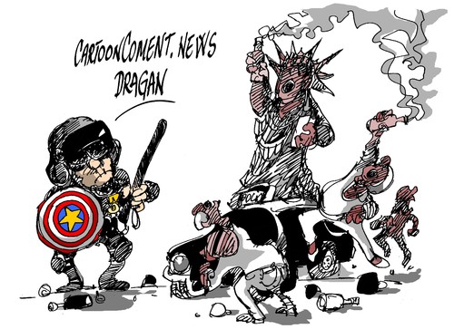 Cartoon: Baltimore-kapitan amerika (medium) by Dragan tagged kapitan,baltimore,amerika,eeuu,estallido,racial,politics,cartoon