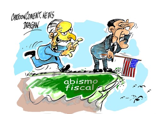 Cartoon: Barack Obama-Burns-abismo fiscal (medium) by Dragan tagged barack,obama,burns,eeuu,abismo,fiscal,politics,cartoon