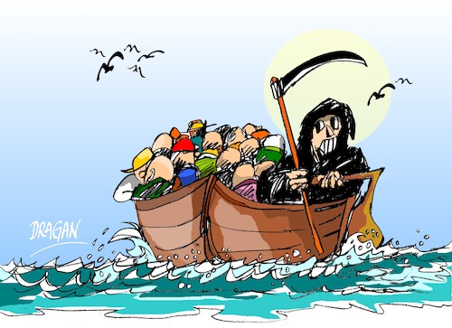Cartoon: Canarias-Perdoname hijo mio (medium) by Dragan tagged canarias,cayuco