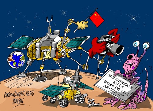 Cartoon: Chang e 3 -Bahia de los Arcoiris (medium) by Dragan tagged chang,cina,luna,bahia,de,los,arcoiris,cartoon