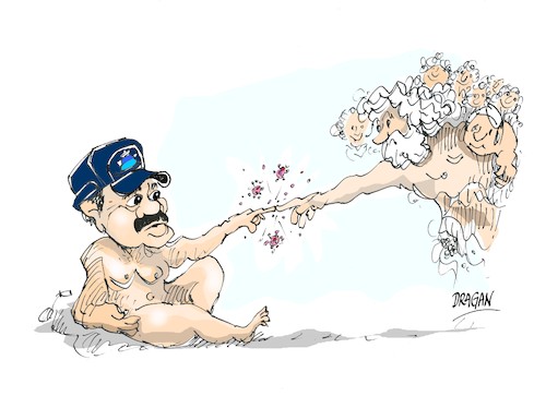 Cartoon: Daniel Ortega-senal (medium) by Dragan tagged daniel,ortega,coronavirus
