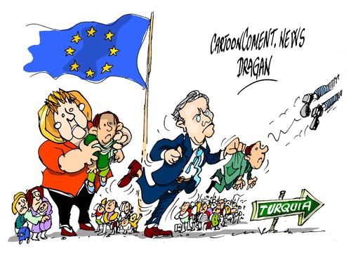 Cartoon: Donald Tusk-tajante (medium) by Dragan tagged donald,tusk,refugiados,migrantes,consejo,europeo,politics,cartoon