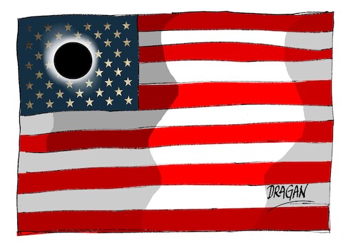 Cartoon: EEUU-ECLIPSE (medium) by Dragan tagged eeuu,eclipse,sad