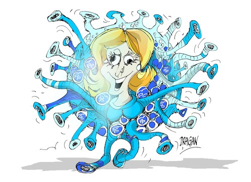 Cartoon: Esperanza Aguirre-coronavirus (medium) by Dragan tagged esperanza,aguirre,pp,coronavirus