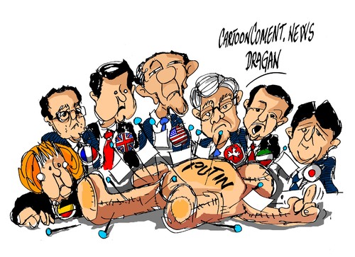 Cartoon: G 7-Putin-vudu (medium) by Dragan tagged vladimir,putin,rusia,vudu,politics,cartoon