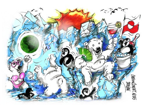 Cartoon: Groenlandia-deshielo extremo (medium) by Dragan tagged nasa,groenlandia,deshielo,cambio,climatico,calentamiento,global,efecto,invernadero,climate,change,medioambiente,cartoon