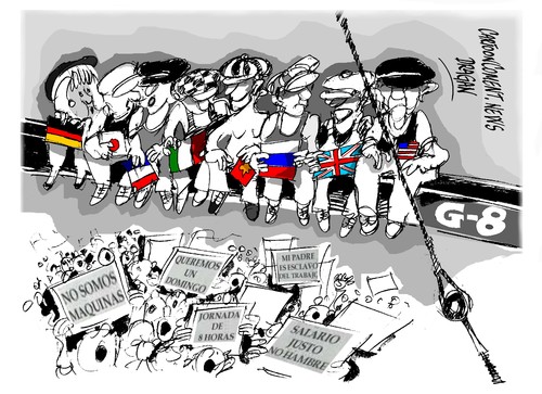 Cartoon: Irlanda de Norte-G-8-crisis (medium) by Dragan tagged irlanda,de,norte,g8,crisis,economica,estados,unidos,eeuu,union,europea,ue,libre,comercio,politics,cartoon