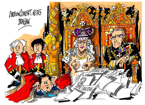 Cartoon: Isabel II-Cameron-where s Wally? (medium) by Dragan tagged isabel,ii,camara,de,los,lores,inglatera,malvinas,david,camerun,gibraltar,inmigracion,politics,cartoon