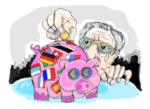 Cartoon: Jean Claude Trichet (medium) by Dragan tagged jean,claude,trichet,banco,central,europeo,politics,cartoon