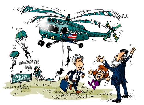 Cartoon: John Kerry-Soraya-Rajoy-Moron (medium) by Dragan tagged john,kerry,eeuu,espana,soraya,saenz,de,santamaria,mariano,rajoy,moron,la,frontera,base,militar,politics,cartoon